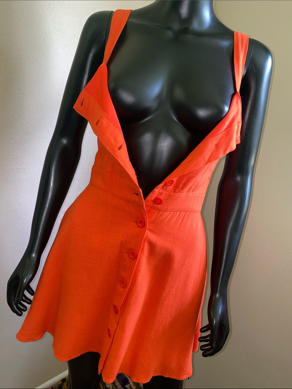 Lulu's Bright Orange Button-Front Mini Dress NWTs - Picture 15 of 15